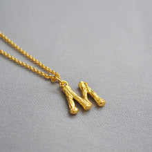 Load image into Gallery viewer, INITIAL NECKLACE 15MM BAMBOO
